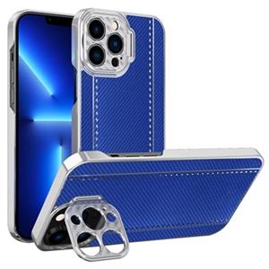 CamStand iPhone 13 Pro Hybrid Cover - Koolstofvezel - Blauw