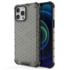 Honeycomb Armored iPhone 14 Pro Hybrid Case - Zwart