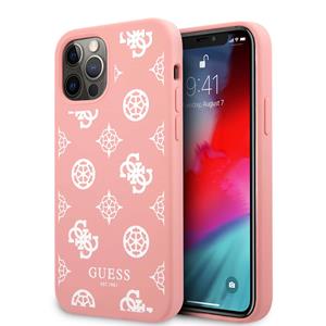 Guess Silicone Backcase Wit Peony iPhone 12 Pro en 12 Roze