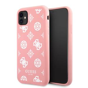 Guess Silicone Backcase Wit Peony iPhone 11 Roze