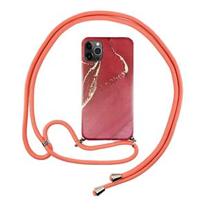 Fonu.nl FONU Marmer Backcase Hoesje Met Koord iPhone 12 Pro Max - Rood