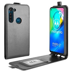 Motorola Moto G8 Power Vertical Flip Case met Kaartsleuf - Zwart