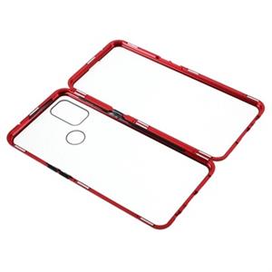 OnePlus Nord N10 5G Magnetisch Hoesje met Gehard Glas - Rood