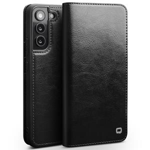 Genuine Leather Boekmodel hoesje Samsung S22 Plus - Zwart