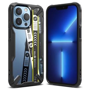 Ringke Fusion X Design iPhone 13 Pro Hybrid Case - Ticketband / Zwart