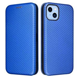 iPhone 14 Wallet Case - Koolstofvezel - Blauw