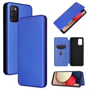 Samsung Galaxy A02s Flip Case - Koolstofvezel - Blauw