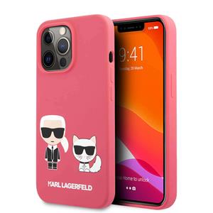 Karl Lagerfeld Silicone Karl en Choupette iPhone 13 Pro hoesje Roze