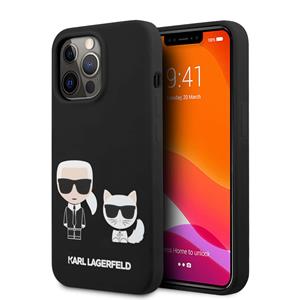 Karl Lagerfeld Silicone Karl en Choupette iPhone 13 Pro Max hoesje Zwart
