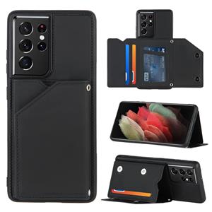 Fonu Backcover Portemonnee hoesje Samsung S21 Ultra Zwart