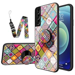 Geruit Patroon Samsung Galaxy S22 5G Hybrid Case - Kleurrijke Mandala