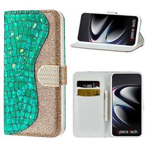 Croco Bling Series Samsung Galaxy S21 Ultra 5G Wallet Case - Groen