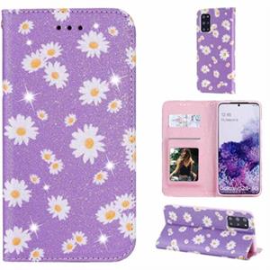 Daisy Pattern Samsung Galaxy S20+ Wallet Case - Paars