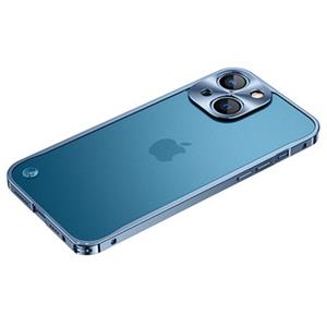 iPhone 13 Mini metalen bumper met achterkant van gehard glas - Blauw