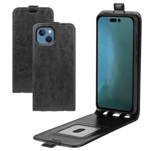 iPhone 14 Max Verticale Flip Case met Kaartsleuf - Zwart