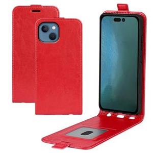 iPhone 14 Max Verticale Flip Case met Kaartsleuf - Rood