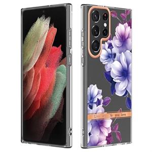 Flower Series Samsung Galaxy S22 Ultra 5G TPU Case - Paars Begonia