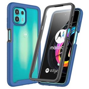 360 Protection Series Motorola Edge 20 Lite Case - Blauw / Doorzichtig