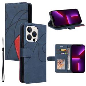 Bi-Color Series iPhone 14 Pro Wallet Case - Blauw