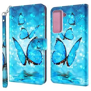 Wonder Series Samsung Galaxy S21+ 5G Wallet Case - Blauwe Vlinder