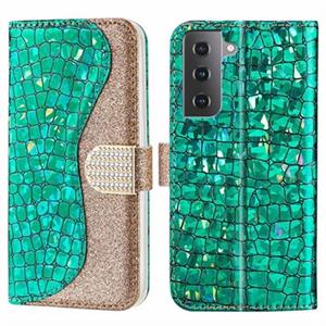 Croco Bling Series Samsung Galaxy S21 FE 5G Wallet Case - Groen