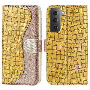 Croco Bling Series Samsung Galaxy S21 FE 5G Wallet Case - Goud