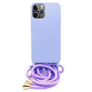 Fonu.nl Fonu Siliconen Backcase hoesje met koord iPhone 12 Pro en 12 Lilac Purple