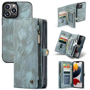 CaseMe iPhone 13 Pro Max hoesje  Vintage portemonnee Bookcase Blauw