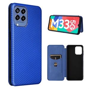 Samsung Galaxy M33 Flip Case - Koolstofvezel - Blauw