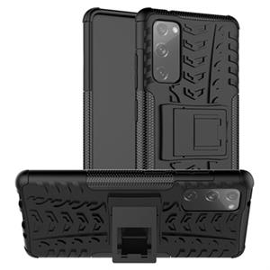 Anti-Slip Samsung Galaxy S20 FE Hybrid Case met Standaard - Zwart