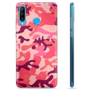 Huawei P30 Lite TPU Hoesje - Roze Camouflage