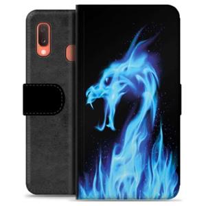 Samsung Galaxy A20e Premium Portemonnee Hoesje - Blue Fire Dragon