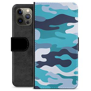 iPhone 12 Pro Max Premium Wallet Case - Blauw Camouflage