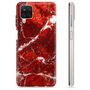 Samsung Galaxy A12 TPU Hoesje - Rood Marmer