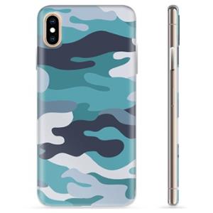 iPhone XS Max TPU Hoesje - Blauw Camouflage
