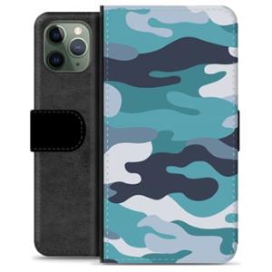 iPhone 11 Pro Premium Portemonnee Hoesje - Blauwe Camouflage