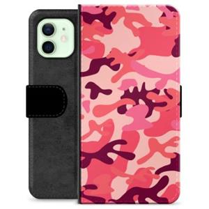 iPhone 12 Premium Wallet Case - Roze Camouflage