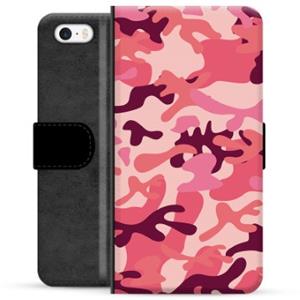 iPhone 5/5S/SE Premium Portemonnee Hoesje - Roze Camouflage