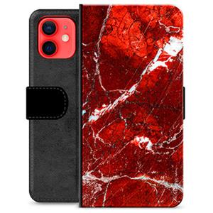 iPhone 12 mini Premium Portemonnee Hoesje - Rode Marmer