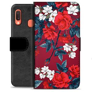 Samsung Galaxy A20e Premium Wallet Hoesje - Vintage Bloemen