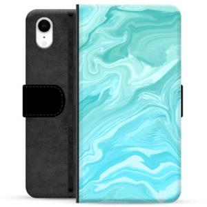 iPhone XR Premium Wallet Case - Blauw Marmer