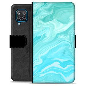 Samsung Galaxy A12 Premium Wallet Hoesje - Blauw Marmer