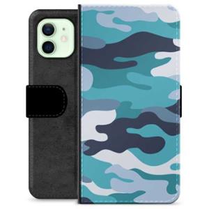 iPhone 12 Premium Portemonnee Hoesje - Blauwe Camouflage
