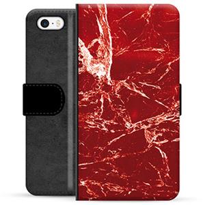 iPhone 5/5S/SE Premium Wallet Case - Rood Marmer