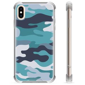 iPhone XS Max Hybrid Case - Blauw Camouflage