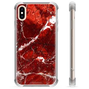 iPhone X / iPhone XS hybride hoesje - rood marmer
