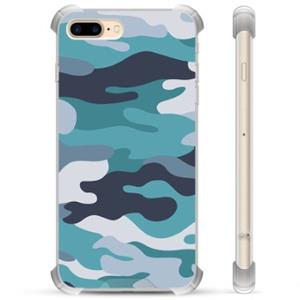 iPhone 7 Plus / iPhone 8 Plus Hybrid Case - Blauw Camouflage