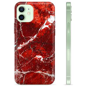 iPhone 12 TPU Hoesje - Rood Marmer