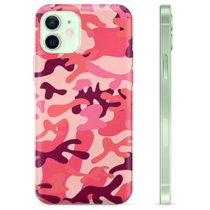 iPhone 12 TPU Hoesje - Roze Camouflage