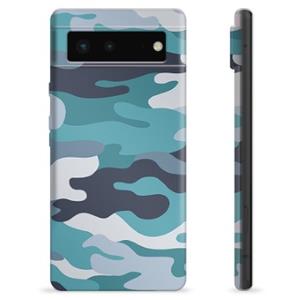 Google Pixel 6 TPU Case - Blauwe Camouflage